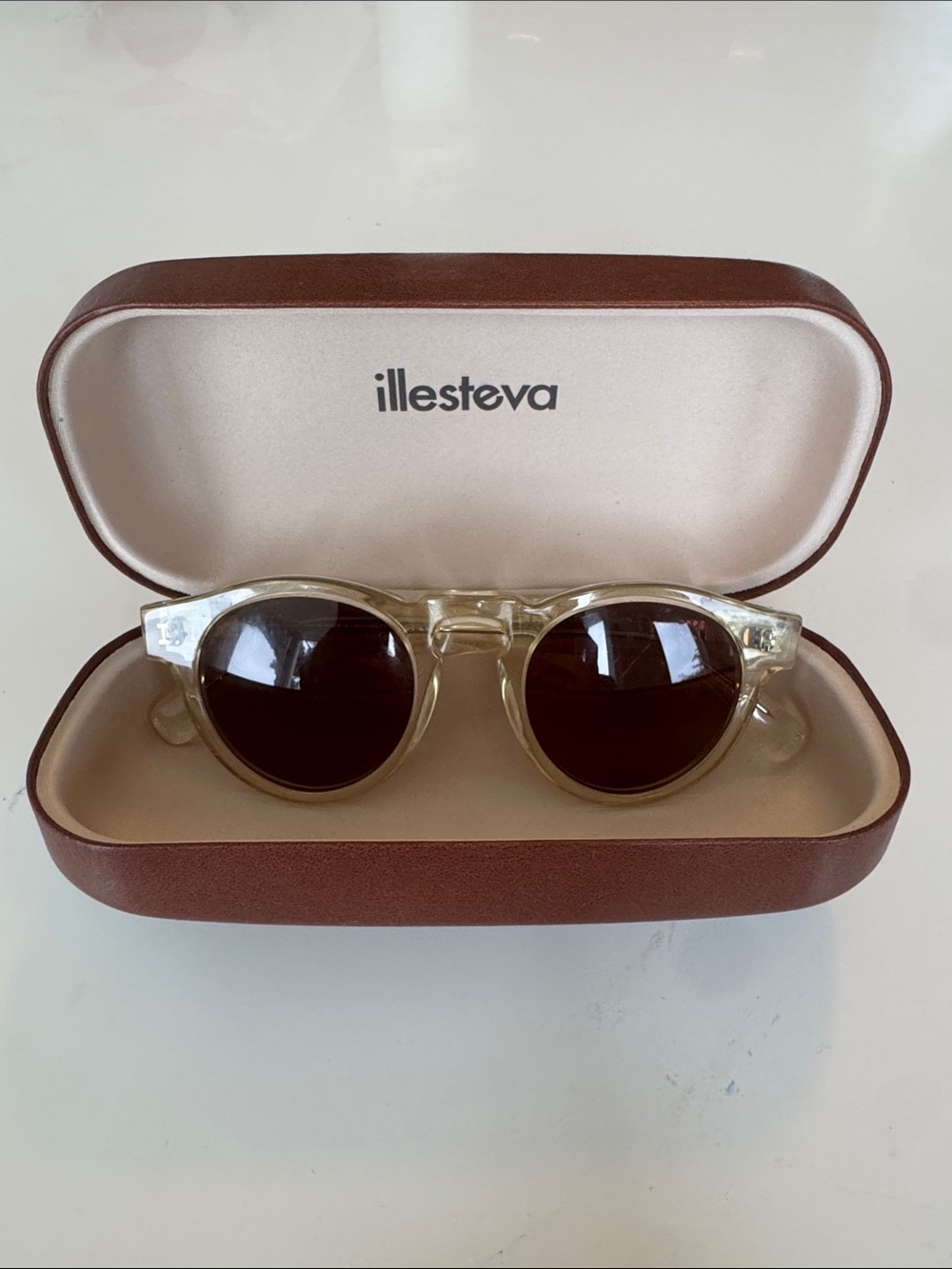 Illesteva Leonard Clear Frame Sunglasses with Brown Lenses